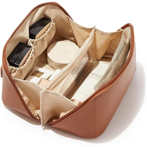 Omvi Travel Makeup Bag for Women - Large Capacity Cosmetic Pouch